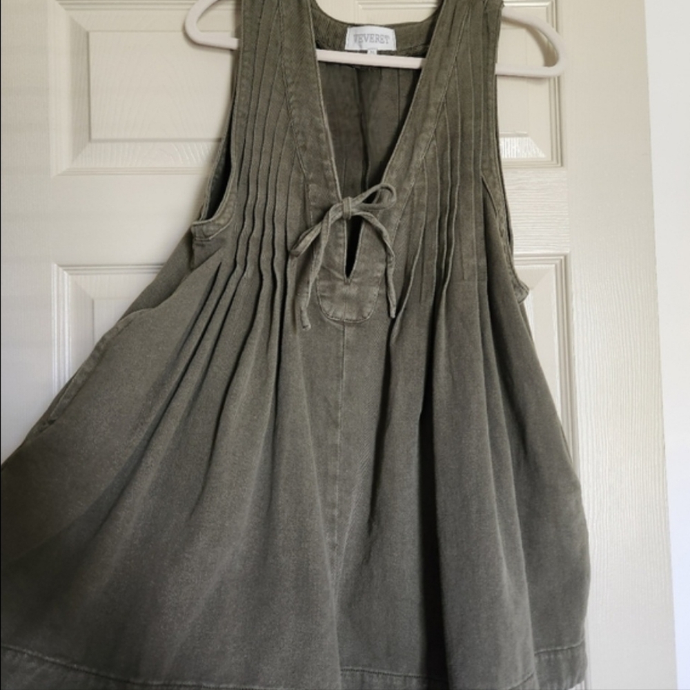 ROMPER | Olive Green Denim VEVERET Brand, size Medium - Picture 6 of 8